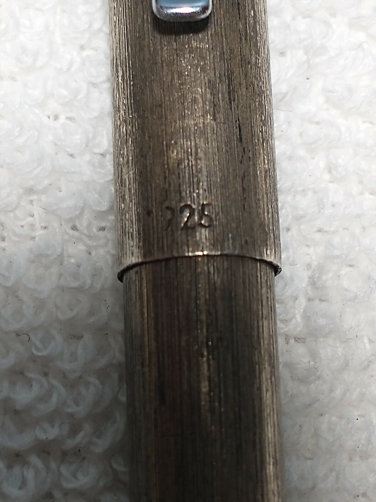 ANTIQUE SOLID STERLING SILVER «925» VINTAGE BALLPOINT PEN CAP ACTION NICE PATINA