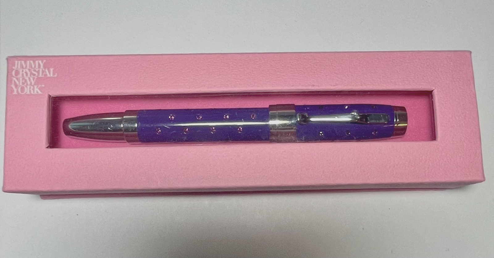 Jimmy Crystal New York Purple Enamel w/Pink Crystals Iridium Point Fountain Pen