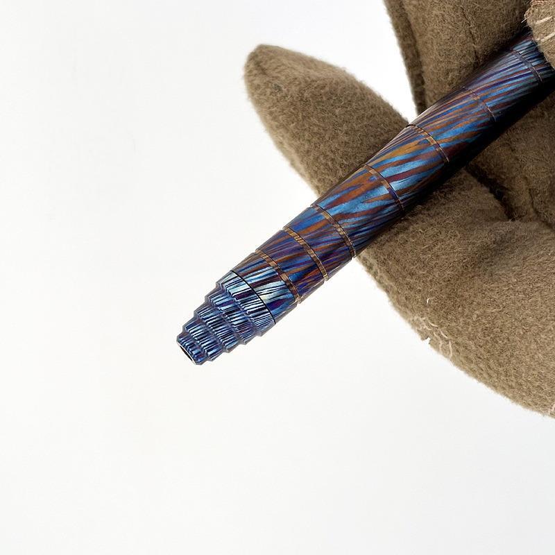 Titanium Damascus Ballpoint Pen Bolt Action Signature Writing Pen EDC Outdoor