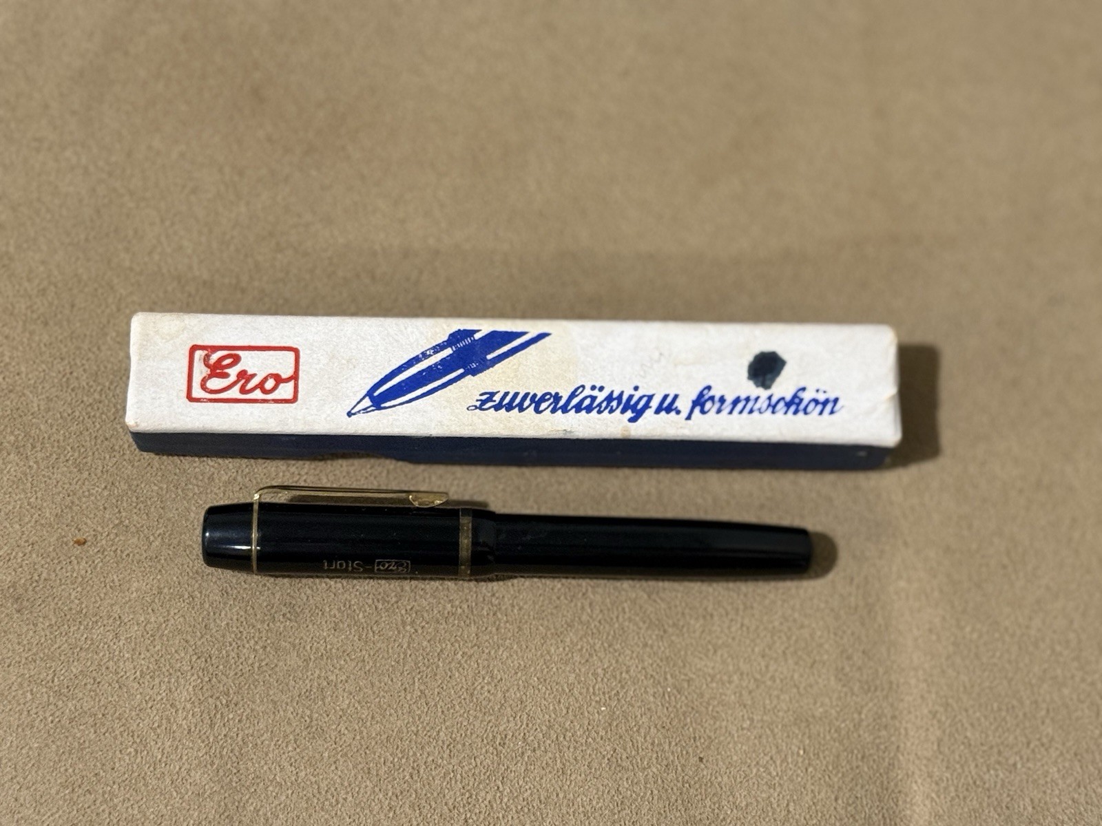 Vintage West Germany Ero Start Black Pen Gold Trim Engraved Clip Untested
