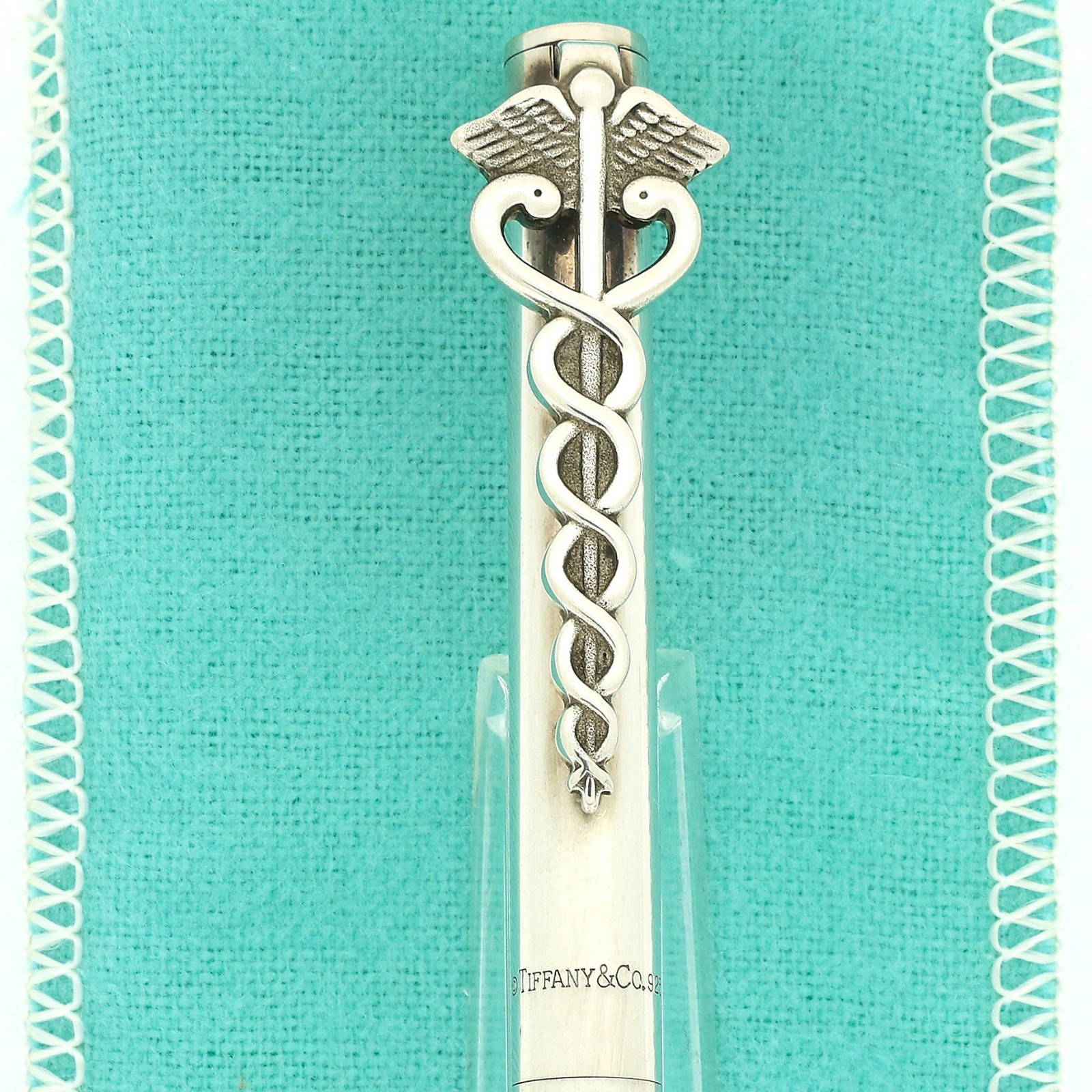 1990S TIFFANY & CO CADUCEUS MEDICAL DOCTOR / NURSE STERLING SILVER BALLPOINT PEN