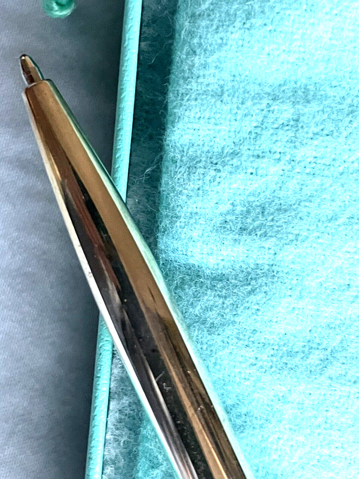 NWOT TIFFANY & CO 925 STERLING SILVER BALLPOINT PEN BLUE ENAMEL RIM NEVER USED