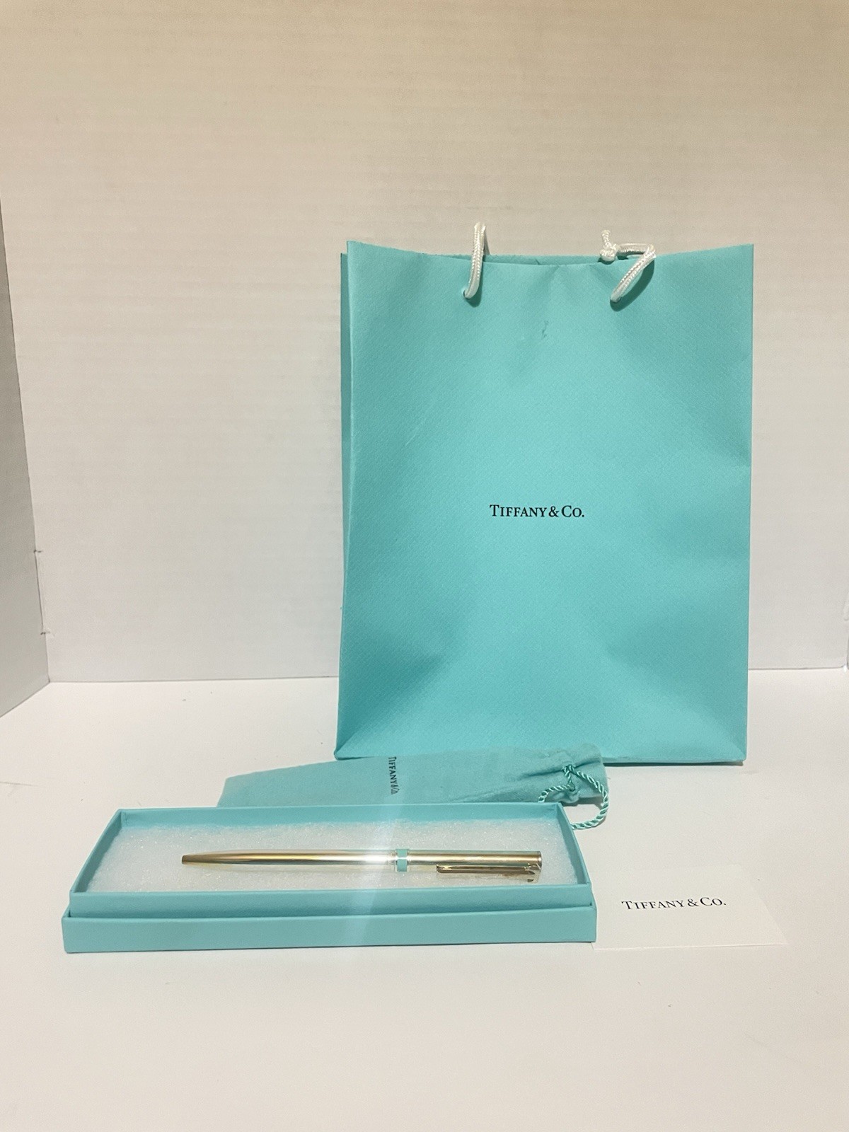 Tiffany & Co. Sterling Silver925 Pen W/ T Clip, Soft Case, Box & Gift Bag