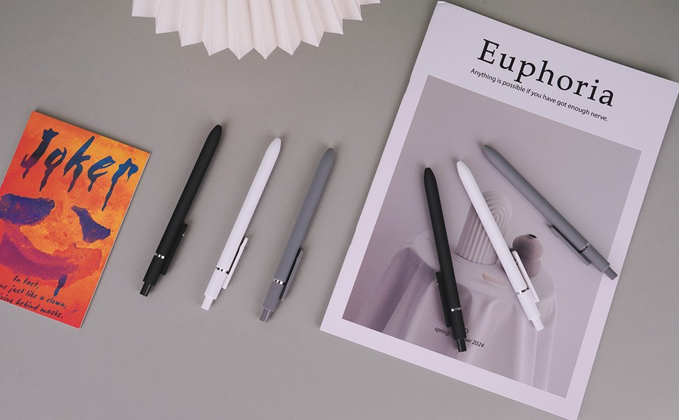 Gel Pens,6Pcs Fine Point Smooth Writing Pens 0.5mm Black Gel Ink, High-End