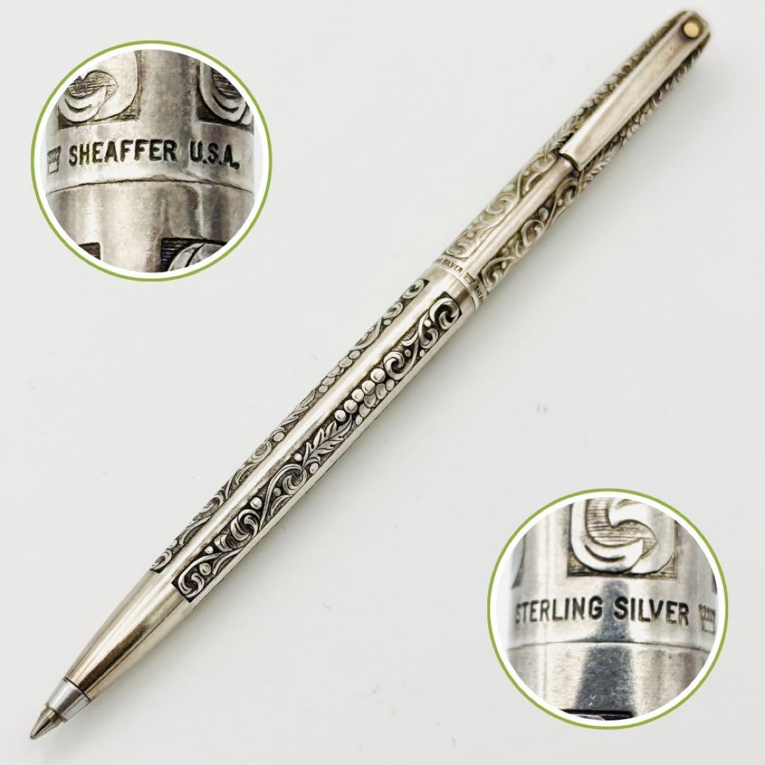 Rare Sheaffer Ballpoint Pen Sterling Silver Solid Silver Engraving Out of Print