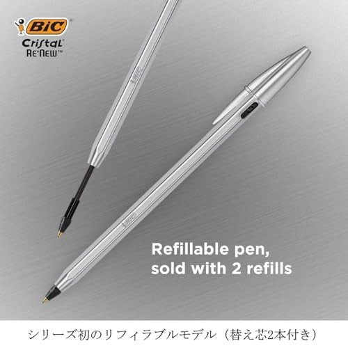 BIC Cristal Re’new Ballpoint Pen CRBLK-3P 1.0mm with 2 Refills 【DT from Japan】