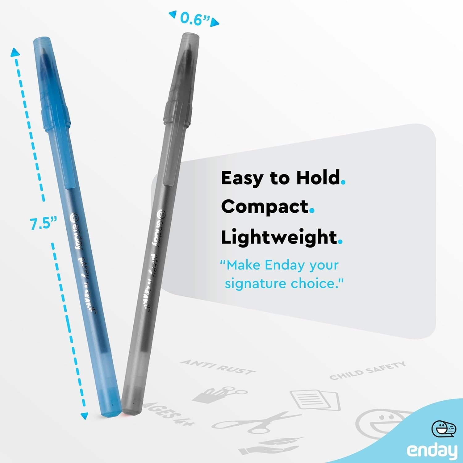 Enday Pens Bulk Black Pens Blue Pens Ballpoint, Medium Point (1.0mm), Flexible R