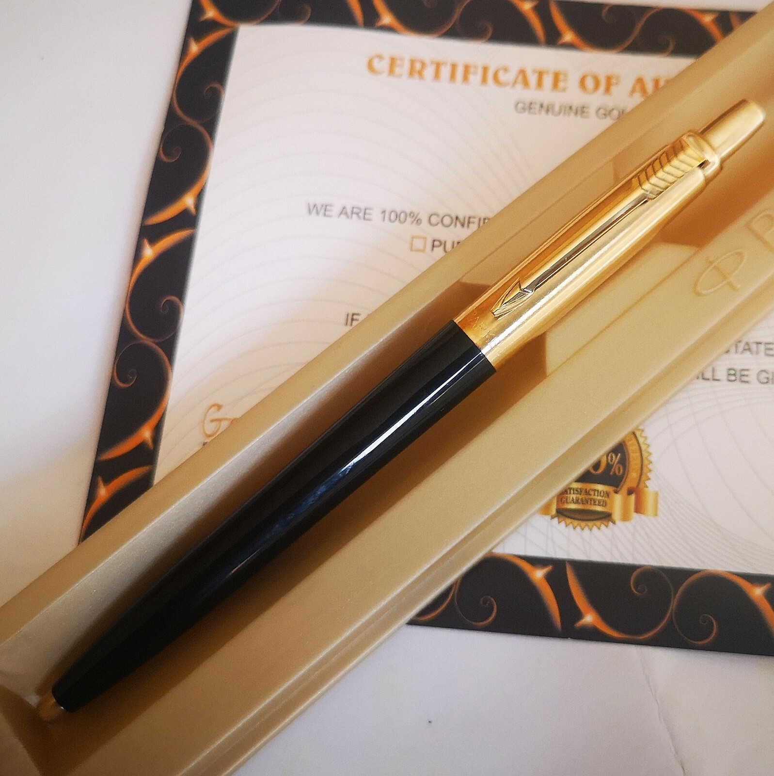 24k Gold Plated Parker Jotter Ballpoint Classic Black Writing Pen In Gift Box