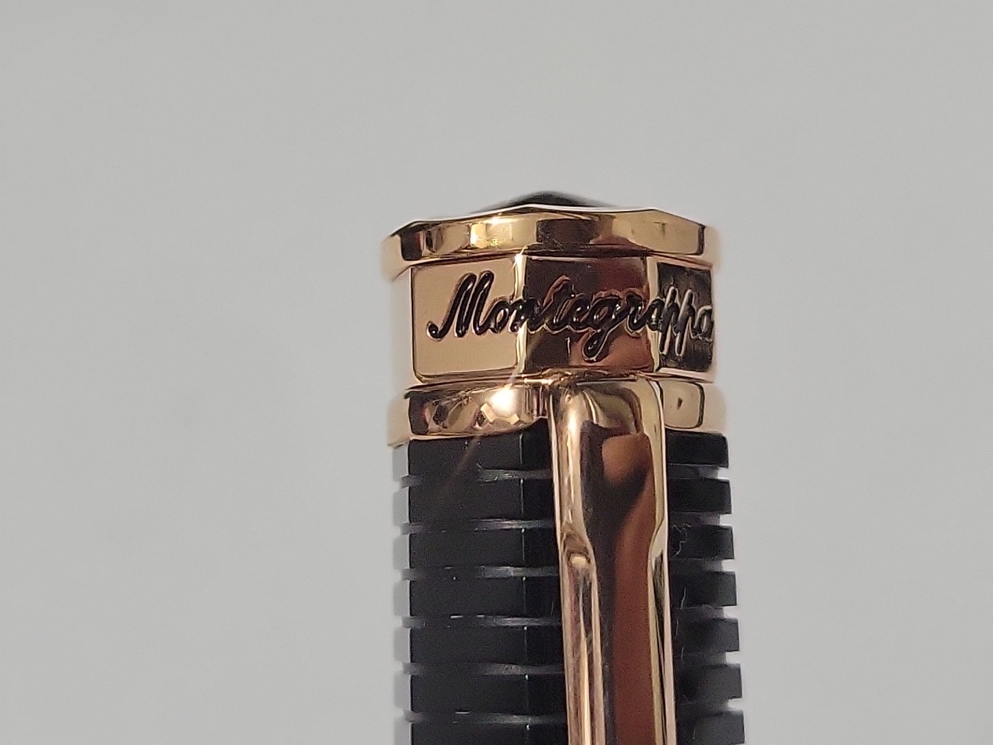 Rare Luxury Montegrappa Black Resin Rollerball Pen Rose Gold Trim w/ Box Italy