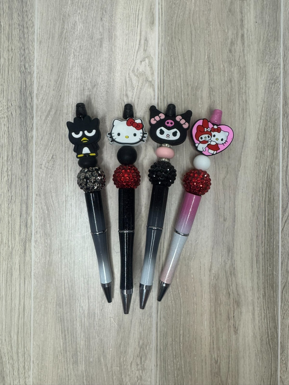 Lot of 4 focal beaded pens – Hello Kitty My Melody Kuromi