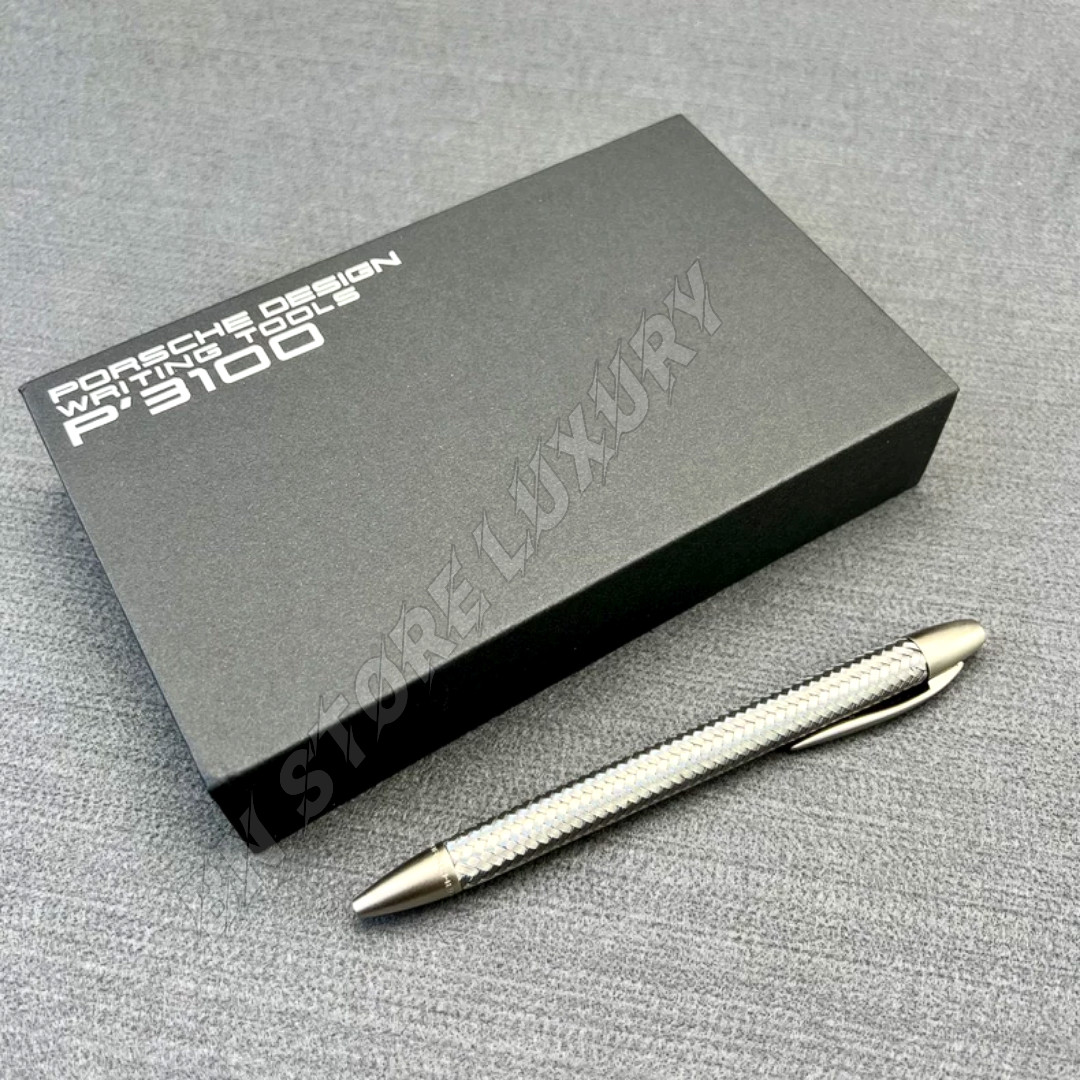 Porsche Design P’3100 TecFlex Ballpoint Pen Silver Braided Weave w/ Box