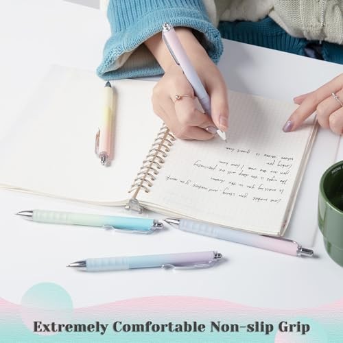 Gel Pens Fine Point 0.7mm Black Ink Gel Pen Retractable Cute Pens for 12-count