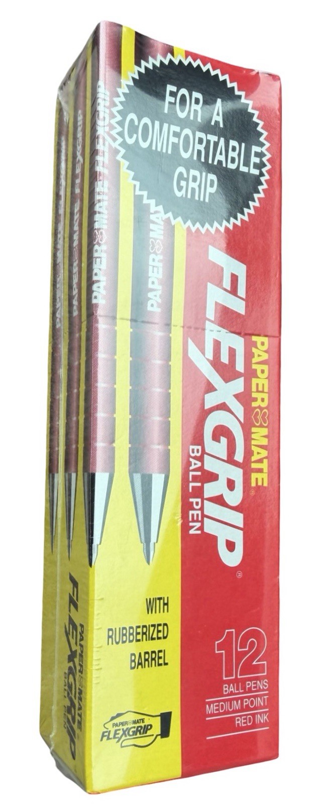 Vintage 1989 Paper Mate FlexGrip Red Ink Pens 12 Pack Sealed Medium Point Japan