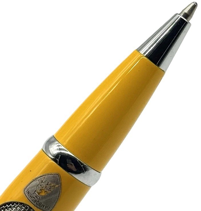 Lamborghini Yellow Ballpoint Pen Chrome Mesh Grip Luxury Gift Box Edition