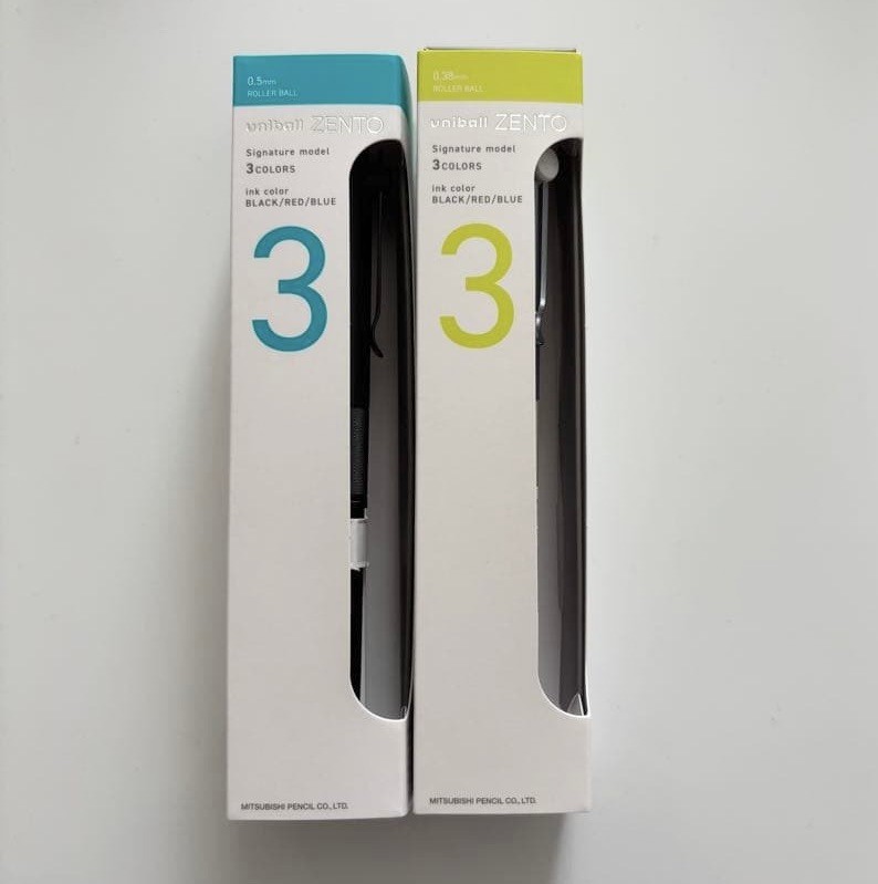 Uni-ball ZENTO Signature Model 3 Color Ballpoint Pen 0.38mm 0.5mm 2 Set Japan