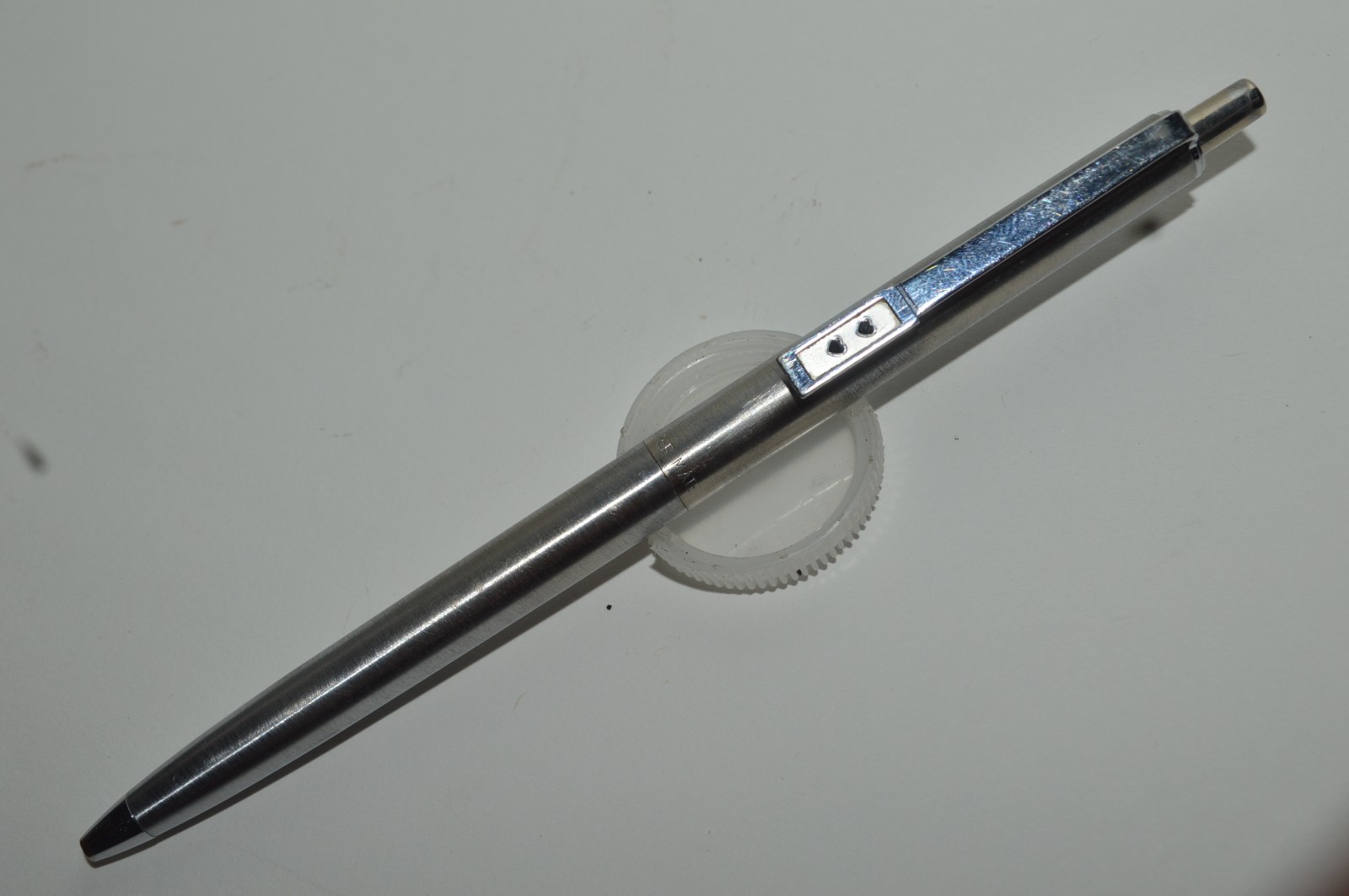 PAPER MATE #1 Profile Slim Grip Ballpoint Pen Brushed Stainless Steel USA 1990s