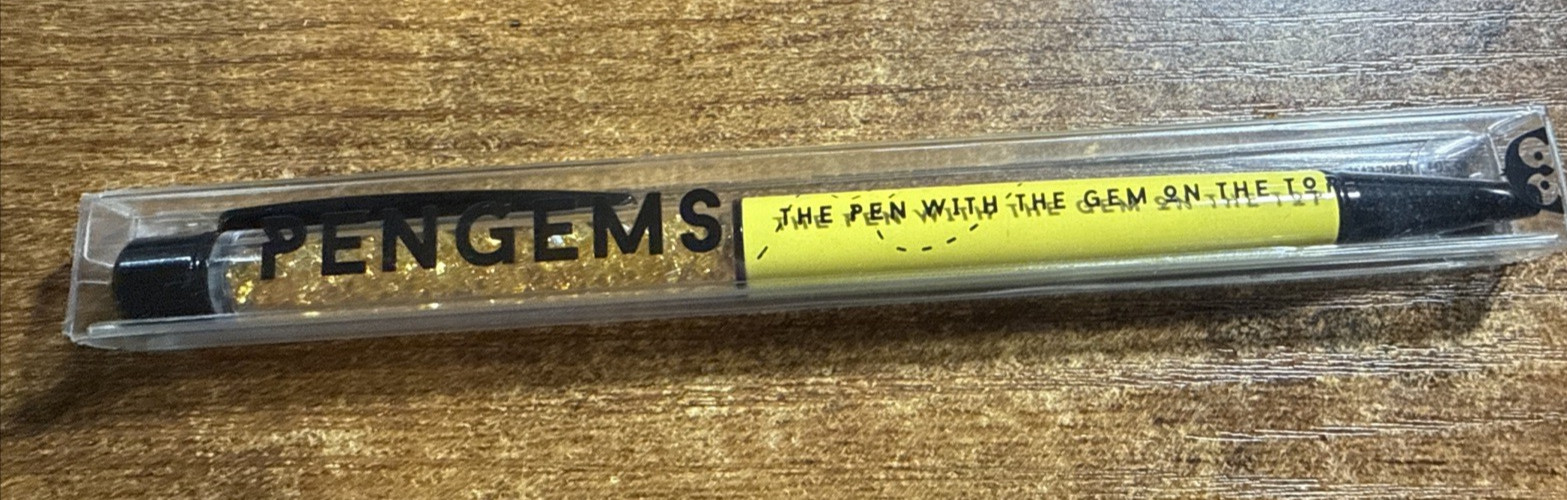 PenGems Pen with Gem – w/ Colored crystals & BOX Yellow