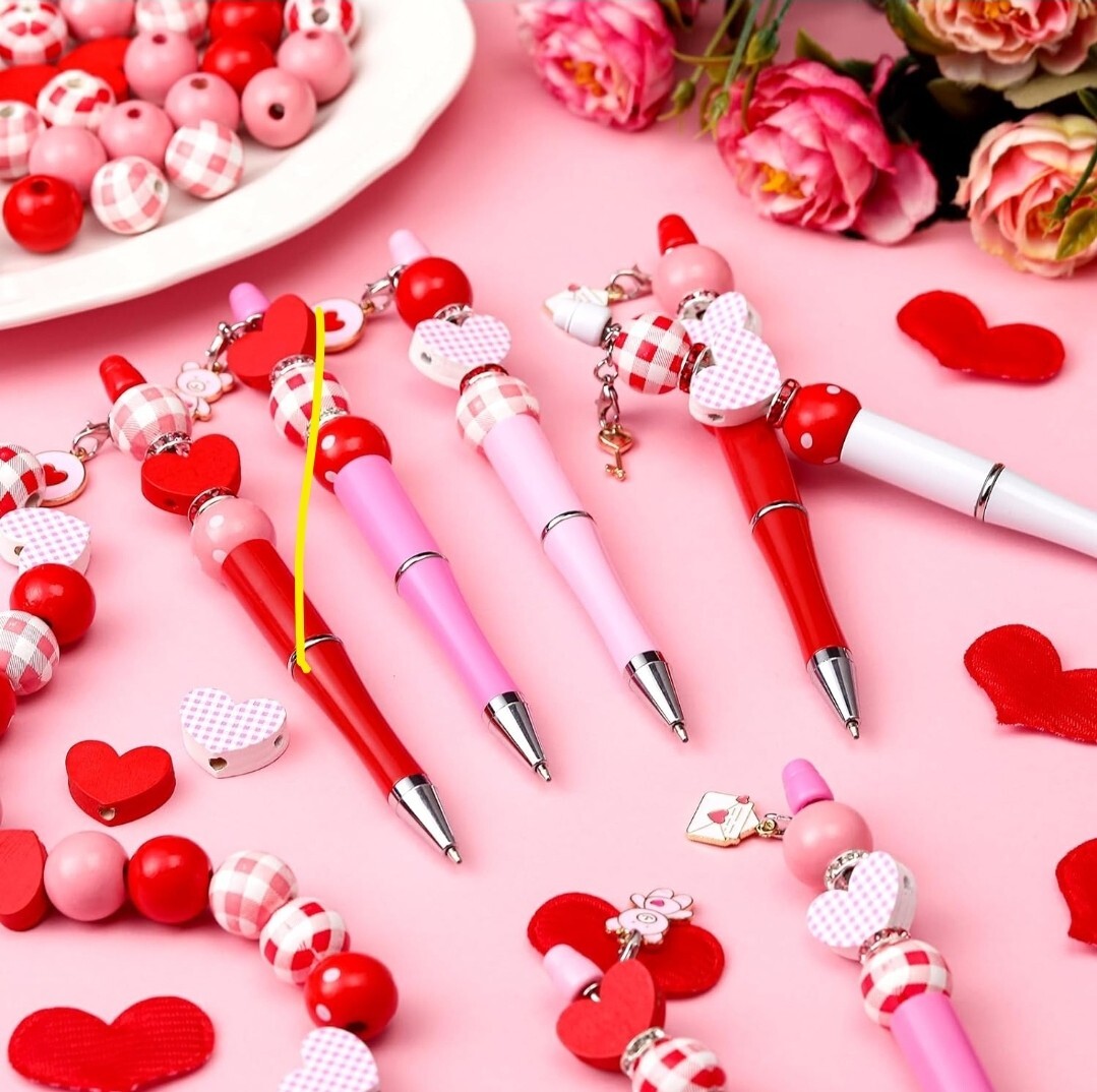 2 Random Pictured Valentine’s Day Beaded Pen With CHARM