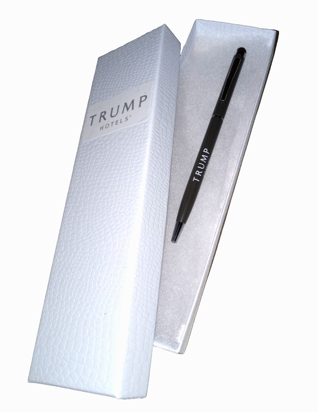 Trump Hotels Authentic Pen in Gift Box Titanium Dark Gray w/ Gold Trim 2025 NEW