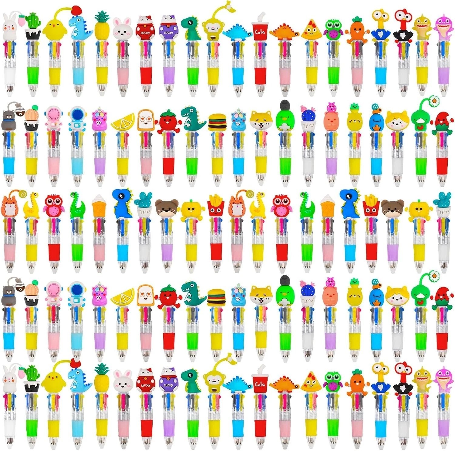 Fun Cartoon Mini Pens Bulk – 100pcs Multicolor Ballpoint Set