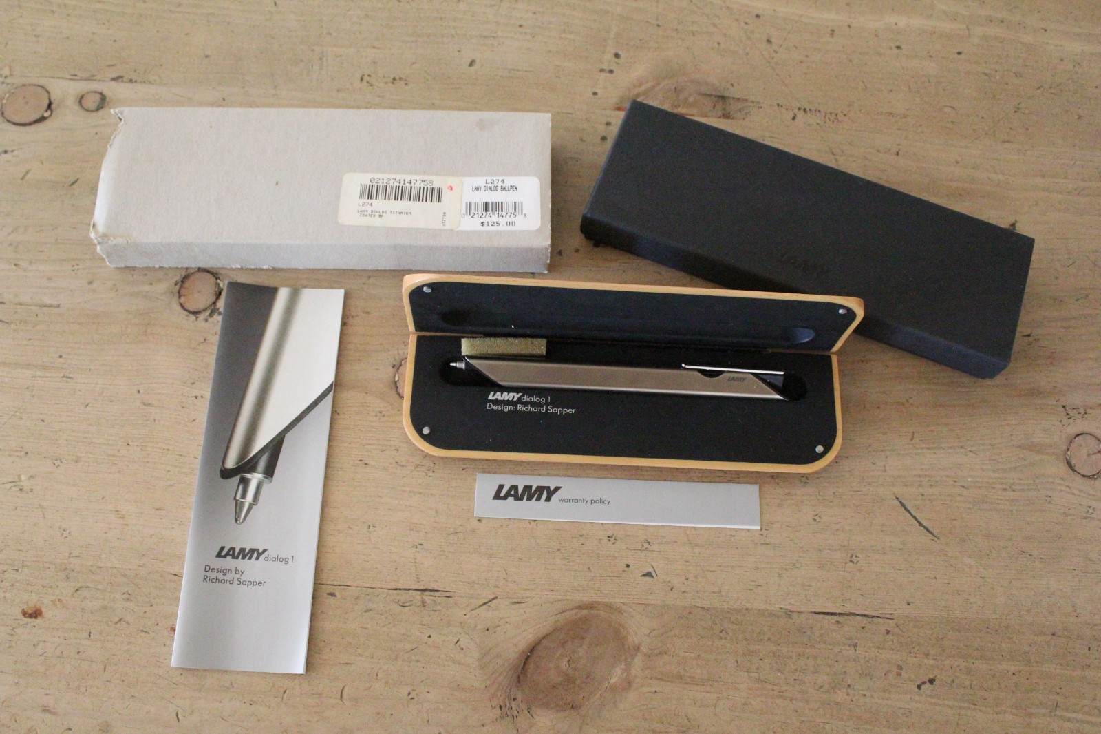 Lamy Dialog 1 Triangular Titanium Coated Ballpoint Pen + wood case & Info MIB
