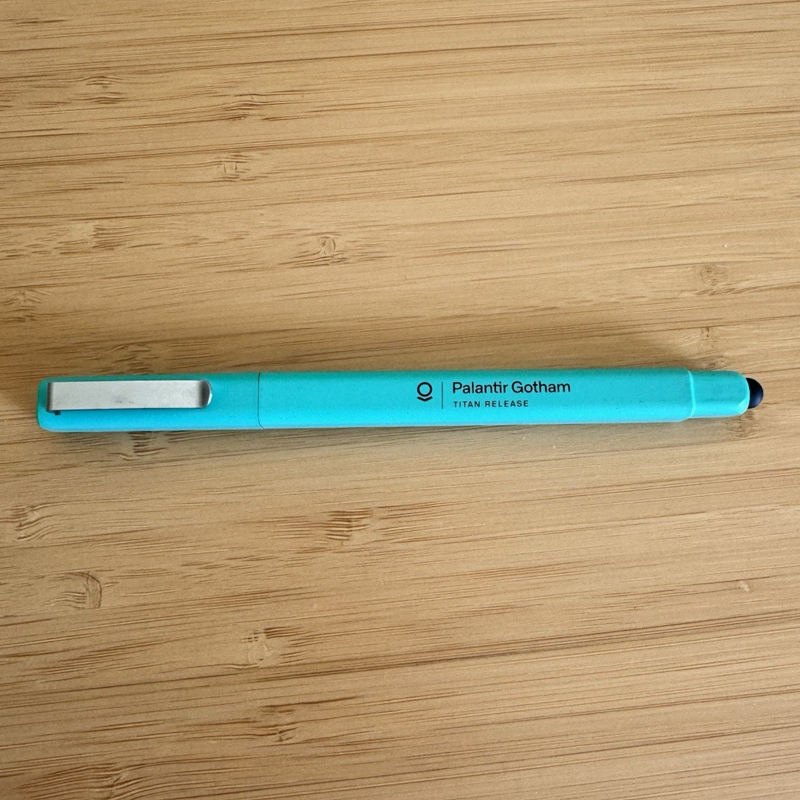 Palantir Gotham Titan Release Turquoise Plastic Felt Tip Cap Pen, Black Ink