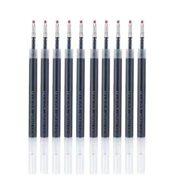 10Pcs Muji Gel Ink Ballpoint Press Pen Refills Black/Blue/Red 0.5mm Pen Refills