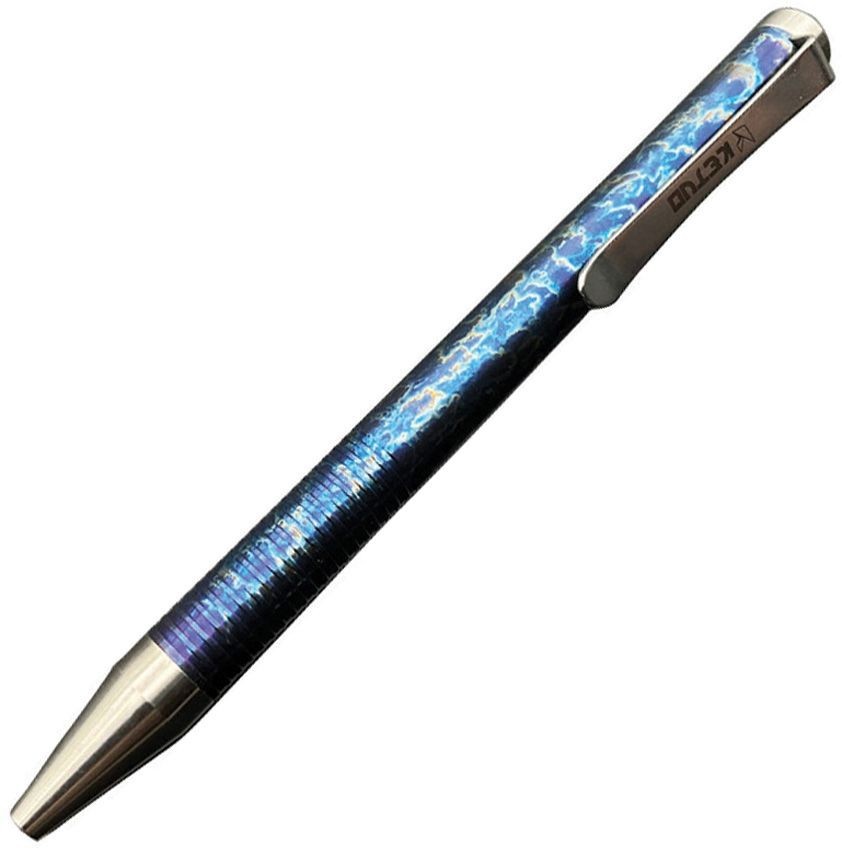 Ketuo Halo Bolt Action Pen Lightning Strike Titanium With Pocket Clip 4.88″