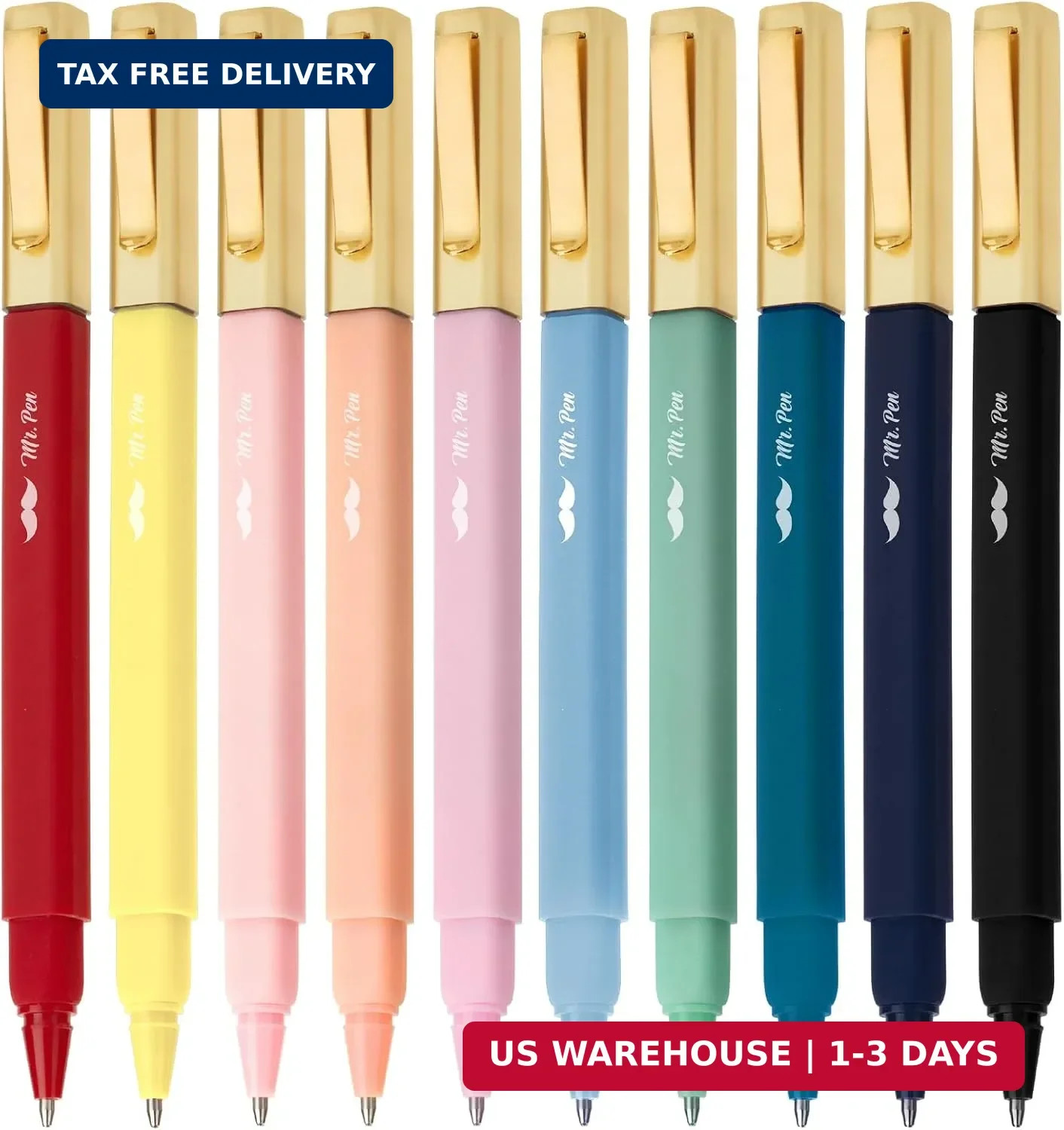 Mr. Pen- Aesthetic Pens, 10 Pack, Colorful Ink, 0.7mm | Fast Dry No Smear Ink, N