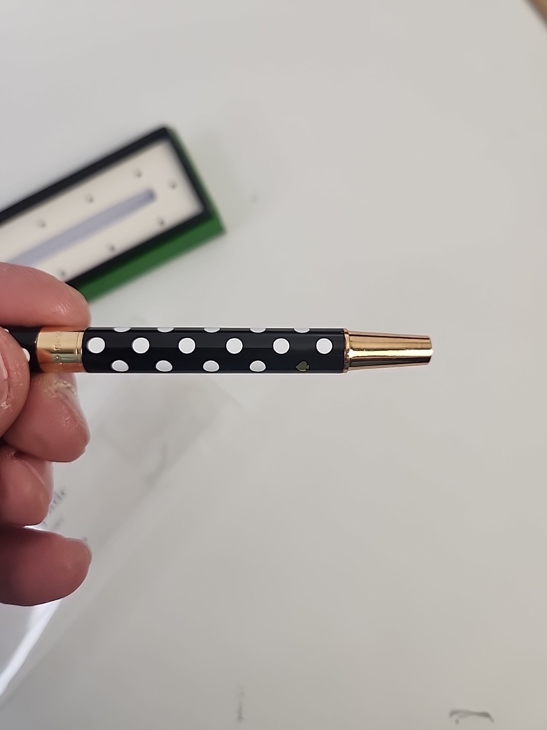 KATE SPADE New York «Polka Dot» Black Ink Ballpoint Pen w/Gift Box NEW