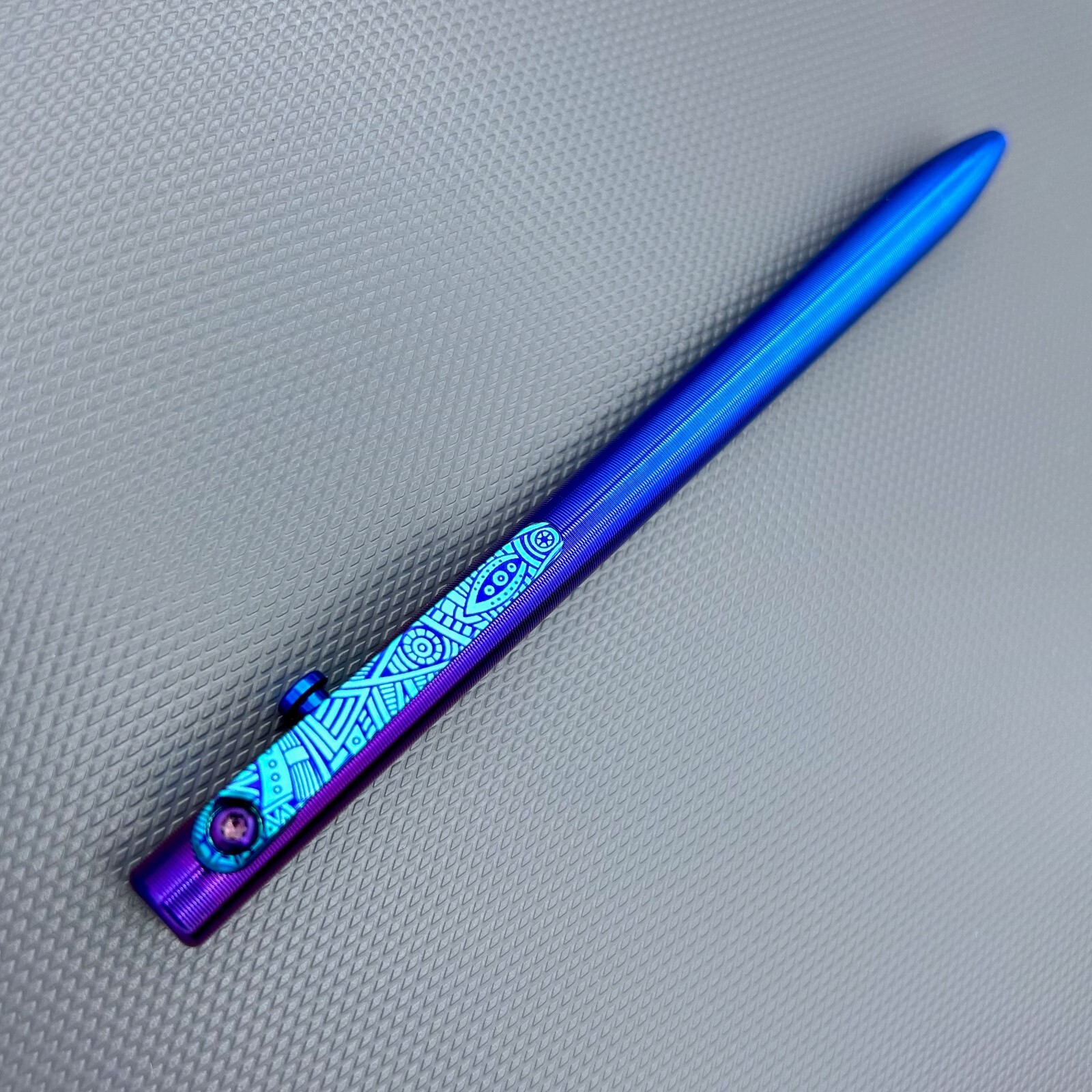 Tactile Turn – Titanium Slim Bolt Action Standard Size Pen Custom Tribal Clip