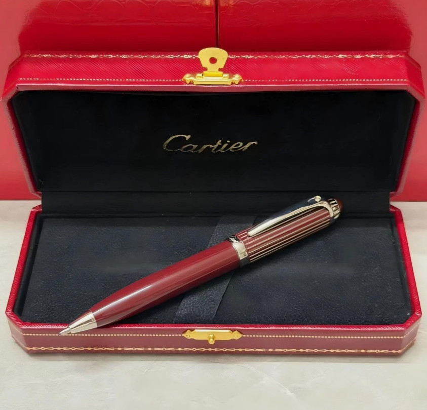 Cartier Red Ballpoint Pen Luxury Writing Instrument Executive Gift New Box