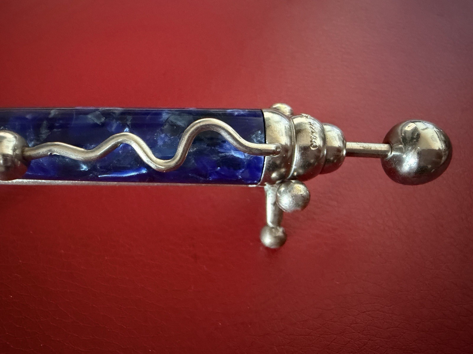 Jean Pierre Lepine Zig Zag Marbled Blue Ballpoint Pen Paris Vintage