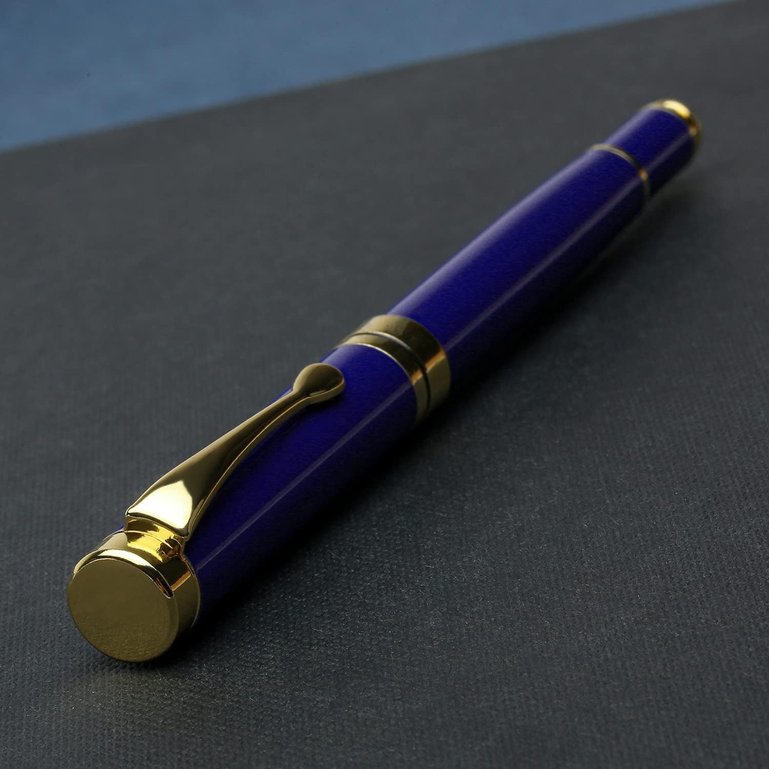Elegant Blue Gold Ballpoint Pen Gift Set, Smooth Writing Pen for Office & Men