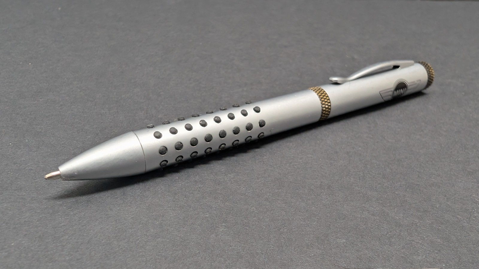 Mini Cooper Logo Ball Point Pen Silver & Black Heavy Metal Twist Automobile Car