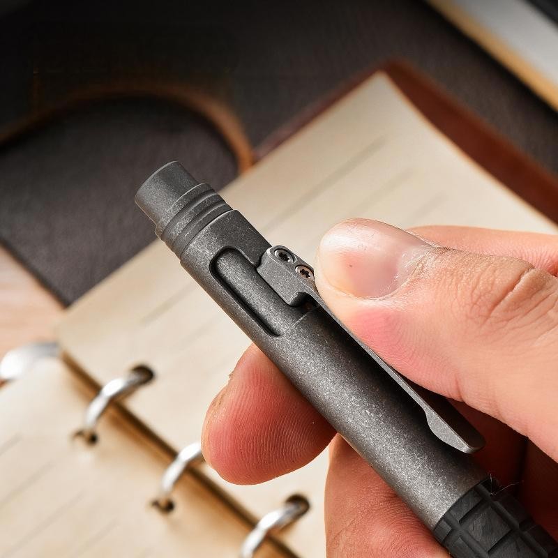 EDC Titanium Carbon Fiber Ballpoint Pen Bolt Action Signature Writing Pocket Pen