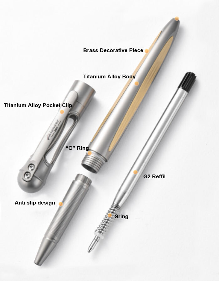 Practical Titanium Pocket Ballpoint Pen Signaturing Working Outdoor EDC Pen