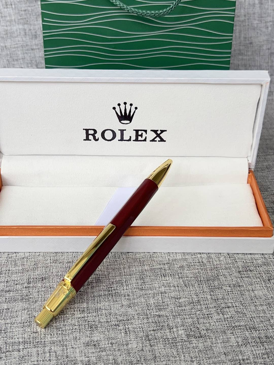 Rolex Classic Red Gold Trim Ballpoint Pen Luxury With Gift Box