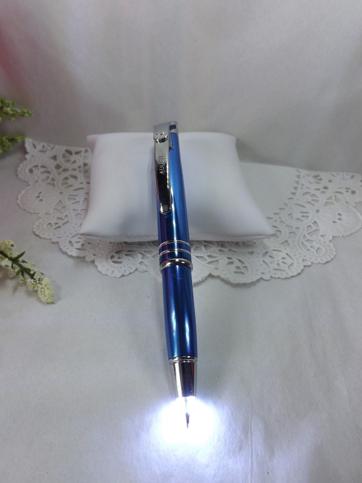 3 in 1 Medina Lighted Tip Blue Stylus LED Flashlight Pen by Adler (HIGH QUALITY)