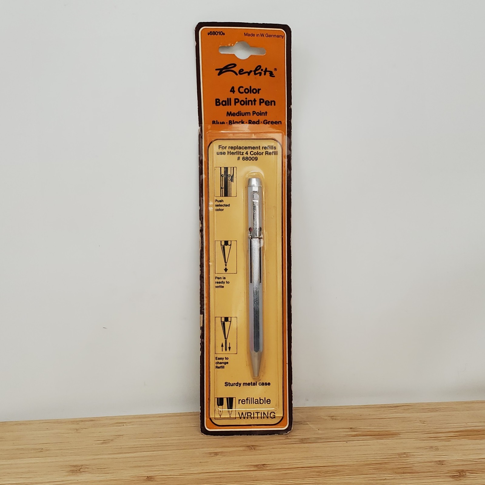 Vintage Herlitz 4 Color Ballpoint Pen Metal Case W Germany Multi Pen NOS