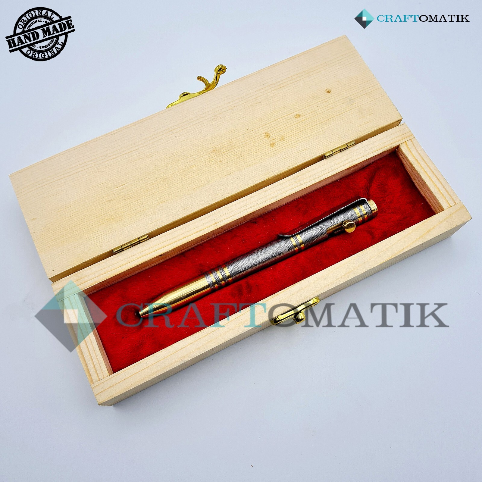 Damask Steel Ballpoint Gift Set Handmade Damascus Pen Set DP04