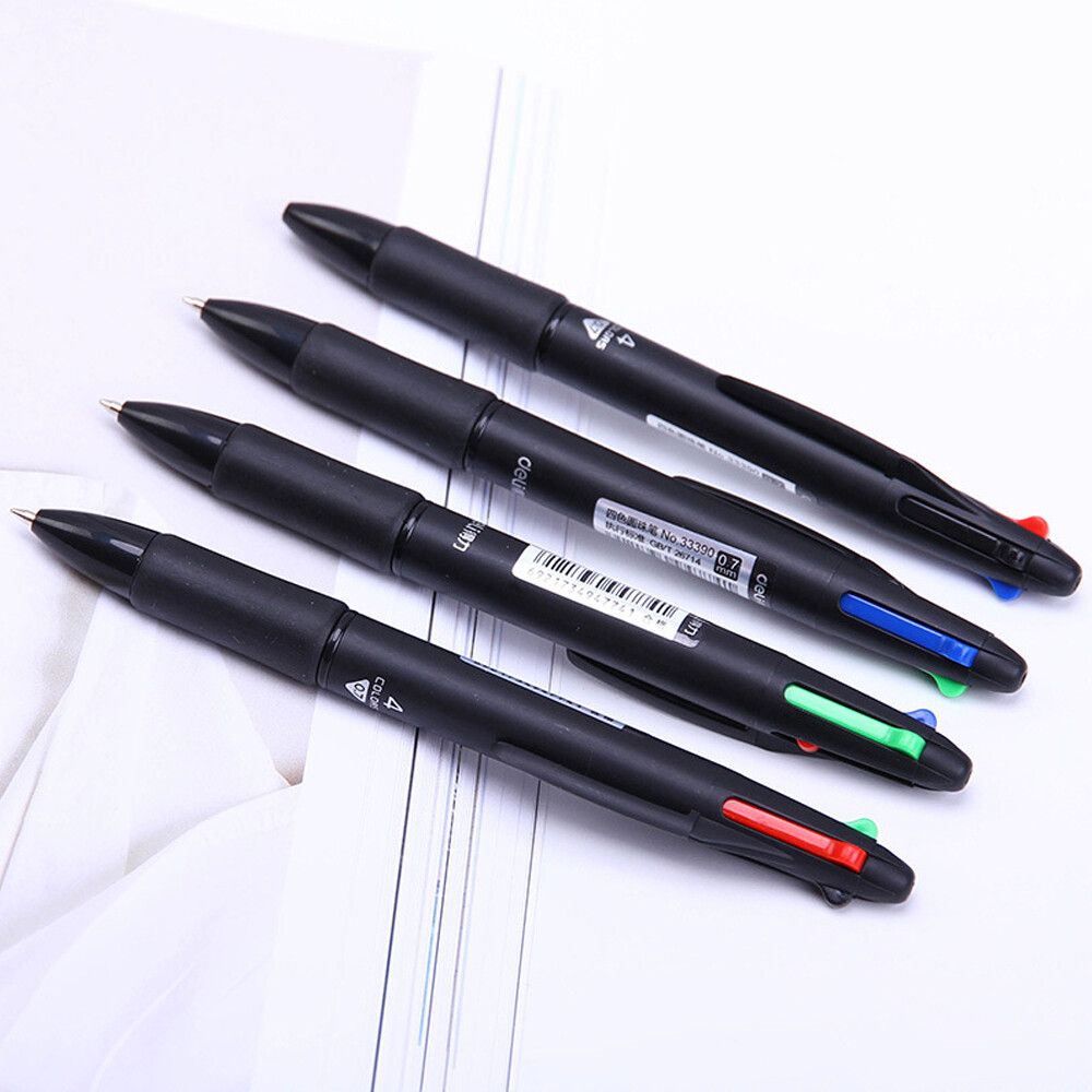 4in1 Multicolor Ballpoint Pen 0.7mm Refill Retractable School Office Fine Point