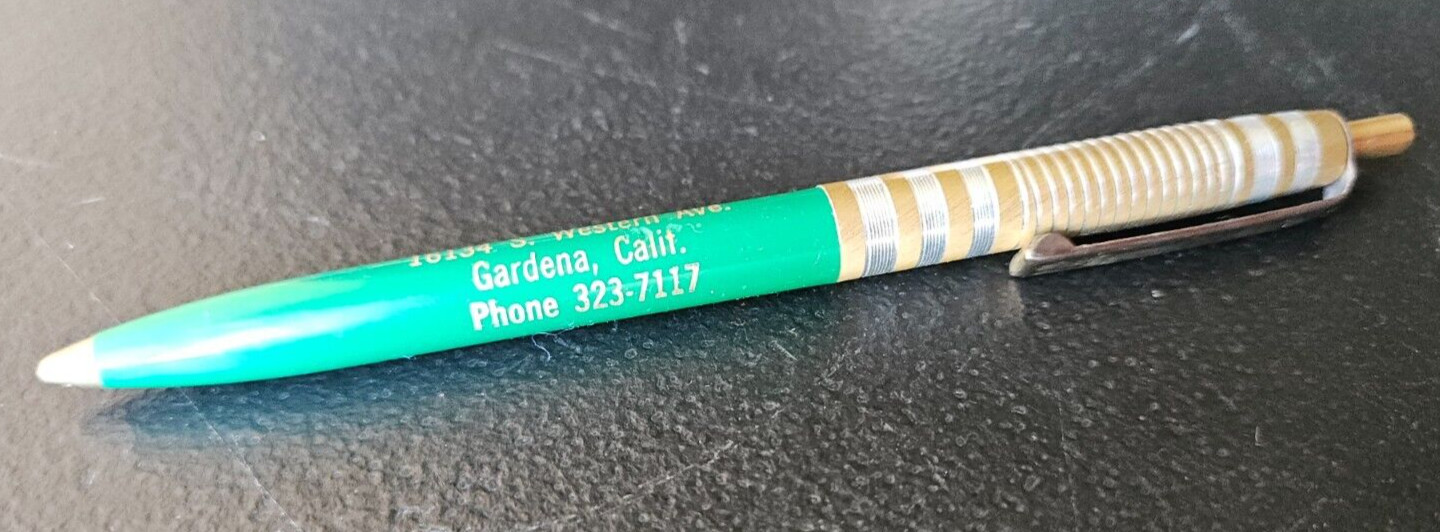 SAKURA-YA BALLPOINT PEN ADVERTISING SOUVENIR. GREEN/GOLD /SILVER COLOR U.S.A.