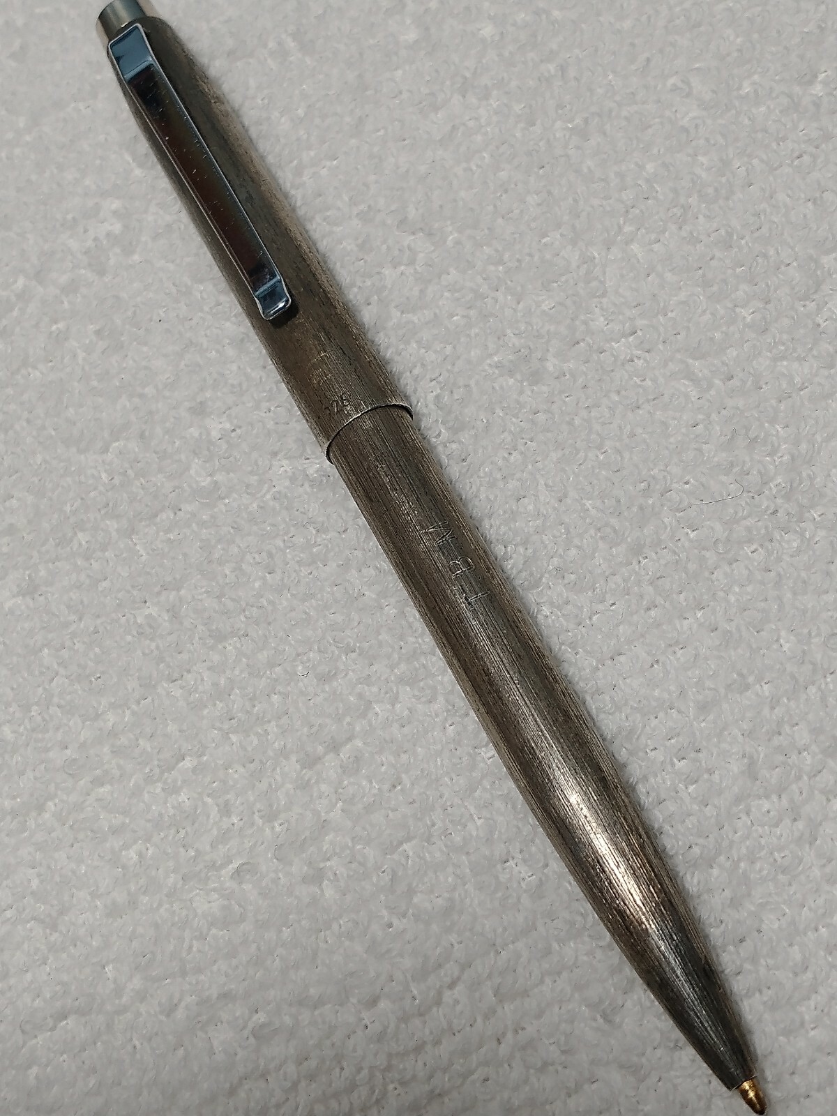 ANTIQUE SOLID STERLING SILVER «925» VINTAGE BALLPOINT PEN CAP ACTION NICE PATINA