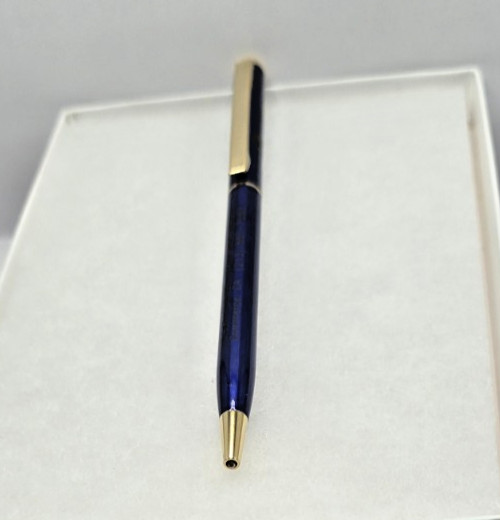 Vintage Alder CSW Const Steel Workers CA Advertising Pen Blue Gold Globe Logo