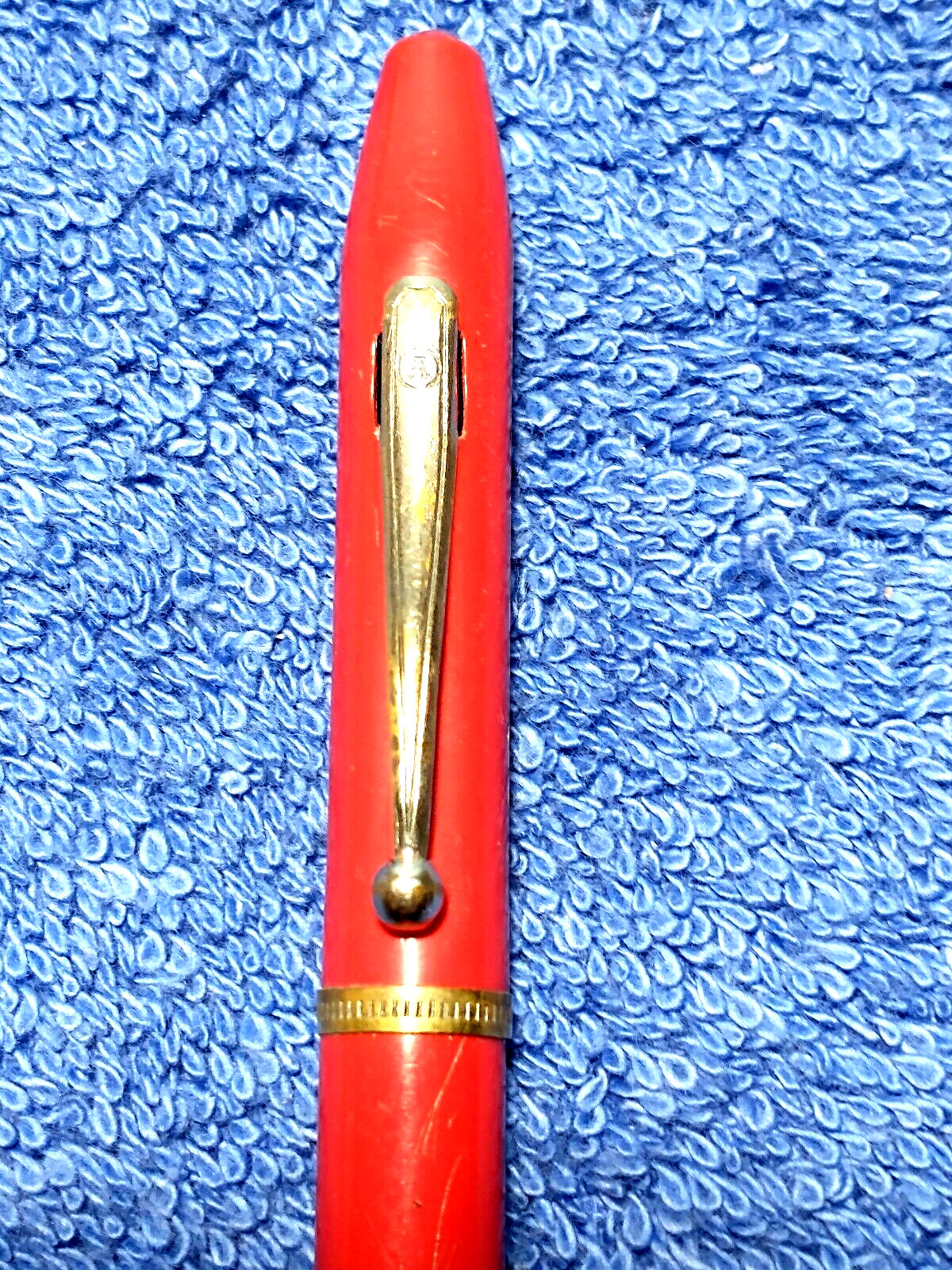 VINTAGE ARNOLD MECH PENCIL IN FIRE RED CELLULOID WITH CHROME TRIM NICE ANTIQUE