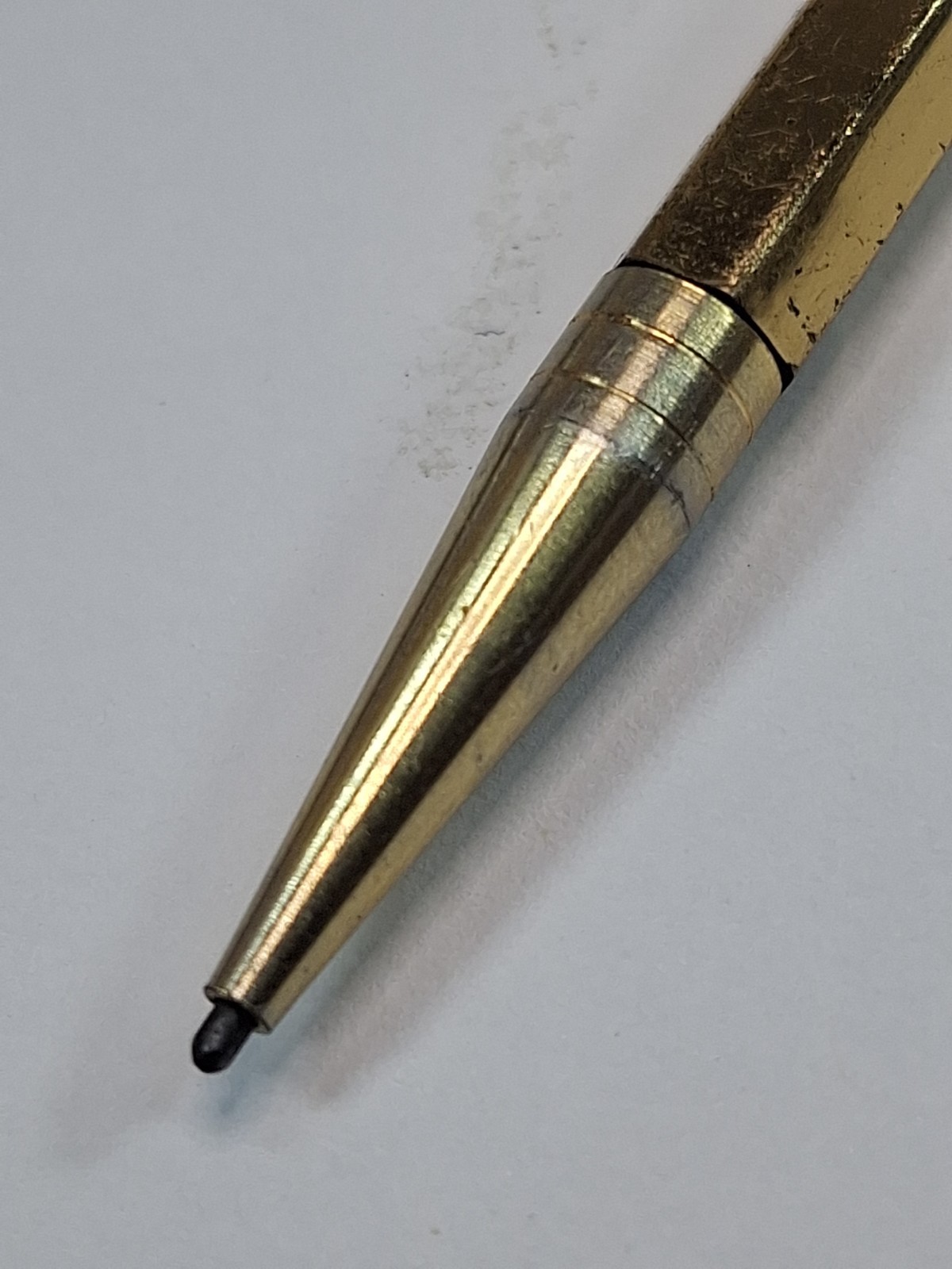 Vintage Slim Mini Brass Hexagonal Mechanical Pencil MCM Deskware 5″ -used-