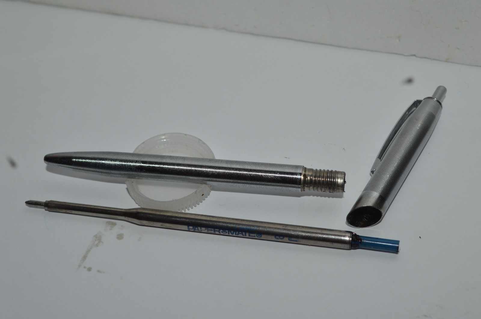 RITEPOINT Ballpoint Pen Grooved Stainless Steel Made in USA Circa 1950’s