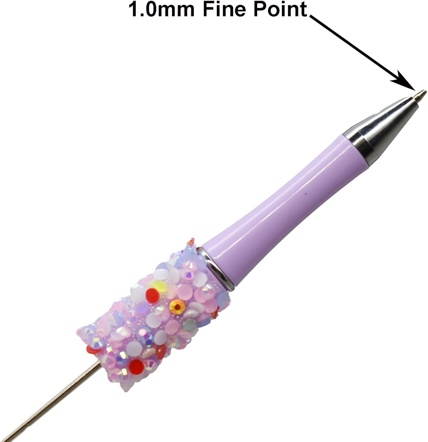 12 PCS Petal Glitter Beadable Ballpoint Pens Retractable Diamond Bead Pen Plasti
