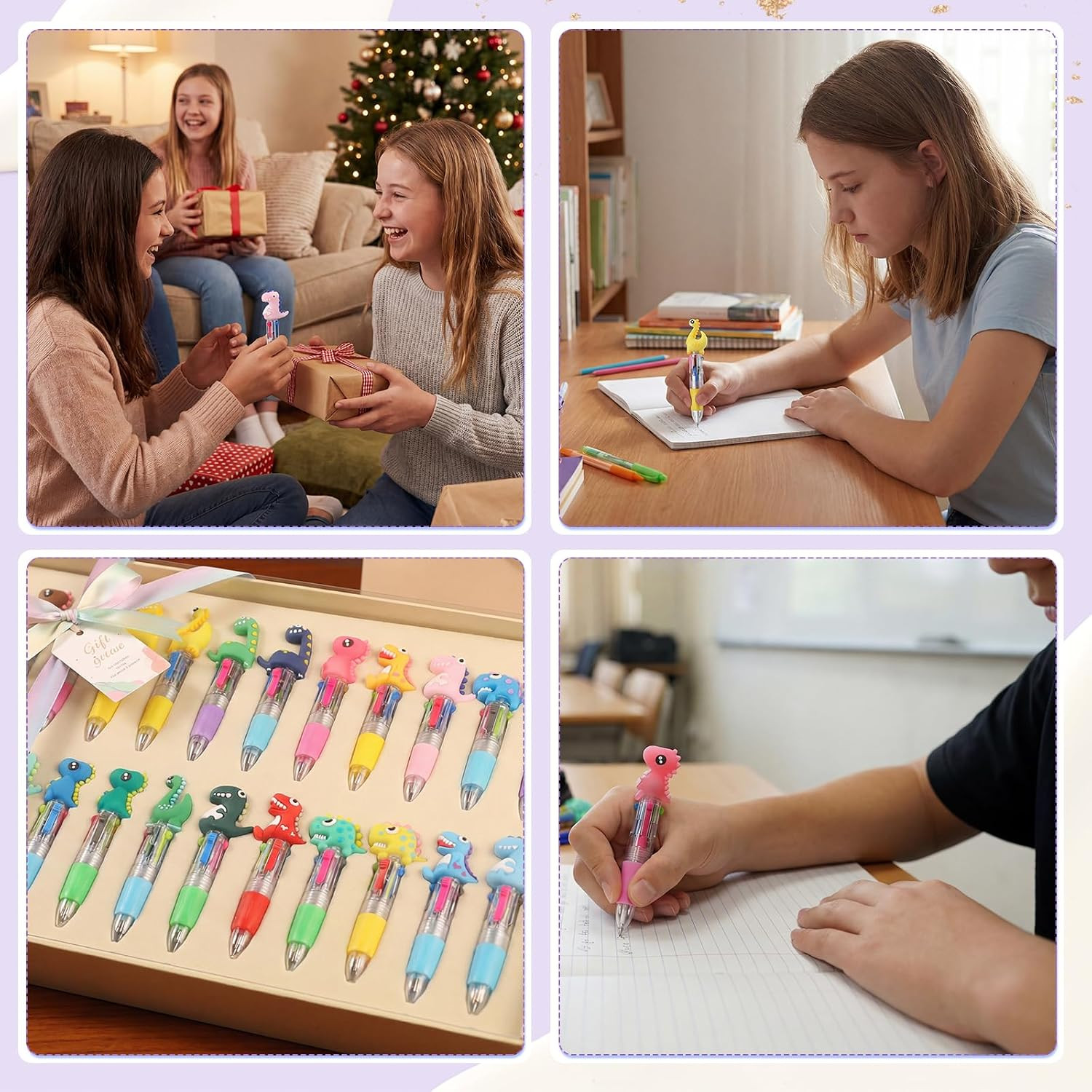 48 Pcs Dinosaur Pens for Students, Cute Pen Gifts for Classroom 4-In-1 Fun Pen B